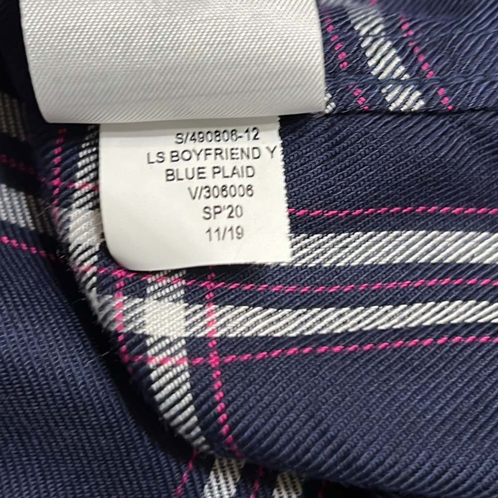 Banana Republic Boyfriend Fit Blue Pink Plaid Button Down Shirt Sz M EUC - Picture 5 of 8